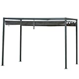 Outsunny Gazebo Pérgola con corredera de metal y tela de poliéster, filtro de rayos UV, para exteriores, 298 x 213 x 222 cm