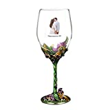 Juego de copas de vino tinto con flor esmaltada personalizada, juego de copas de vino con tallo de foto de aniversario (verde, 21x6,7 cm)