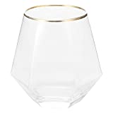 Vasos de whisky, jarra de cerveza, accesorio de bar, taza de whisky con forma hexagonal única de 260 ml taza de vino de vidrio transparente accesorio de barra de jarra de cerveza borde dorado