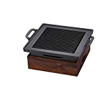 Barbacoa de carbón Barbacoa de mesa coreana japonesa Estufa de barbacoa portátil Parrilla de carbón con base de herramientas de madera Cocina casera antiadherente para barbacoa al aire libre o interior