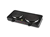 Cocina Eléctrica Girmi PE36, 2 Placas Hierro Fundido, 5 Potencias, 1500W+1000W
