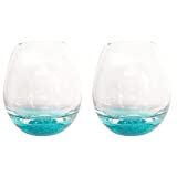 Juego de 2 copas grandes de vino tinto burdeos de 620 ML, copas de cristal Ice Crack Premium sin leed, copas de vino ideales para el hogar, fiestas en restaurantes y recepciones, burbujas de color verde claro