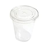 100 VASOS TRANSPARENTES UDS 350 CC DIAMETRO 8 CM |  ALTURA: 10 CM + 100 UDS TAPAS CON AGUJERO CENTRAL PARA PAJAS IDEAL PARA BEBIDAS COMO GRANIZADOS, JUGOS, COCTELES
