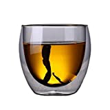 Miller Rock Tazas de té y café de vidrio aislado de doble pared, taza de agua transparente