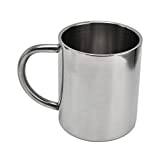 Tazas de café de acero inoxidable de 300ml, tazas de espejo de doble capa, taza de vaso de cerveza con mango cómodo para acampar al aire libre, RV, oficina en casa