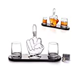 ZIXIAN Aireador Decantador Whisky Decantador Decantador DECANTY Decantador WHISKERY, 2 Vasos y Base de Madera, 1000ml Licor con Tapa Extraíble Decantador de Vino
