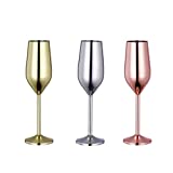 Juego de 3 flautas de champán de acero inoxidable Dody 18/8, inastillables, sin BPA, para bodas, fiestas y aniversarios