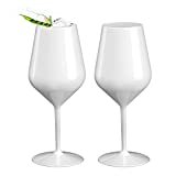 Copa de vino espumoso de plástico reutilizable irrompible Doimoflair copa de aperitivo blanca 47 cl.  Juego de 2 piezas.