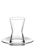 12 piezas (juego de 6 vasos + 6 posavasos) VASOS DE TÉ DE LUJO DISEÑO TURCO CAY BARDAGI SET UNDERTAKE LAV