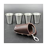 4 unids/set 70ml copas de vino de acero portátil llavero de taza de cerveza al aire libre Camping viaje whisky