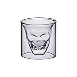 SXHRR Vasos de Cerveza Jarra de Cerveza de Vidrio, Jarra de Cerveza de Calavera, Vidrio Transparente de Doble Pared, Vaso de Whisky/Vino/Vodka para Bar en casa