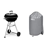 Weber 1221004 - Compact Kettle Barbacoa Compact, 47cm, Negro & 7175 Grill Abdeckhaube 47cm Estuche Estándar Para Barbacoa 47cm Barbacoa Accesorios Y Herramientas, Gris