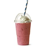 Drinkstuff - Pack de 100 vasos con tapa abovedada, ideal para smoothies, batidos y otros, 300 ml