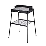SEVERIN PG 8561 Barbacoa eléctrica 2200W con soporte y temperatura regulable con pomo de luz LED hasta 250°C, Parrilla eléctrica de acero, Parrilla de mesa para interior y exterior, Negra