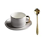 COLiJOL Trofeo Taza de café y platillo de cerámica, 6.76 oz / 200 ml Tazas de wadder de capuchino con asa Taza de pareja Vasos Beber té Vasos Tazas de té Tazas de cerveza para café