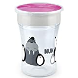 NUK Magic Cup - Vaso para aprender a beber, 8 meses, 230 ml, con borde de 360 ​​°, sin BPA, monocromático animal (gris y morado)
