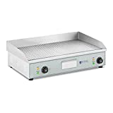 Royal Catering Fry Top Eléctrico Doble RCEG-73R (400 x 730 mm, 2 x 2.200 W, 50-300 °C, acero inoxidable)