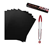 Aoleytech Juego de 5 alfombrillas para barbacoa, antiadherentes, reutilizables y fáciles de limpiar, de teflón, para barbacoa de carbón, gas o eléctrica (negra)