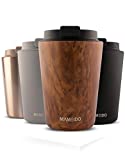 MAMEIDO Taza Térmica de Viaje 350ml - Taza de Café y Té, Tazas Termo de Acero Inoxidable Sin BPA, 4 Horas de Calor (220 ml, Madera de Roble)