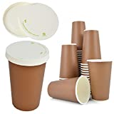 50 UDS EN CARTON HAVANA DE 470 ML DIMENSIONES H 13.5 CM X 8.5 DIÁMETRO + PC 50 TAPAS DE PAPEL CON AGUJERO IDEAL PARA CAFÉ, CHOCOLATE Y CAPPUCCINO
