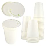 PCS 50 TAZAS EN CARTÓN BLANCO DE 350 ML DIMENSIONES H 11 CM X 9 DIÁMETRO + PCS 50 TAPAS DE PAPEL CON AGUJERO IDEAL PARA CAPPUCCIONO, CAFÉ Y CHOCOLATE