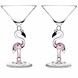 RNMANDA Copas de martini Juego de 2 copas de cóctel de flamenco creativas de 6.7 onzas, copas en forma de cono invertido, accesorios de bar, inauguración de la casa, bodas