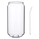HEMOTON Vasos de 500 ml Vasos Highball Vasos finos para beber Vajilla de vidrio transparente con pajita para agua de jugo, cerveza, cóctel, bebidas mixtas transparente