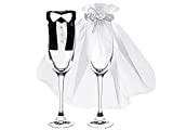 Decoración de vidrio para novio y novio, para vino espumoso, vestido de novia