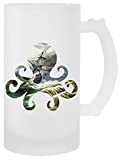 Octopus Ocean Ship Art Inside Taza de cerveza transparente Hombres Mujeres Mug Cerveza