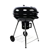 Barbacoa de carbón con carro de bolas, diámetro de unos 58 cm, cenicero extraíble, barbacoa de carbón, carro grande para barbacoa, camping, terraza, jardín