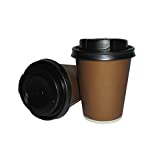 UDS 100 VASOS PAPEL 225 ML + TAPA PARA CAFÉ CAPPUCCINO Y CHOCOLATE CALIENTE CARTÓN TÉRMICO