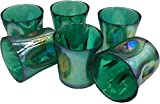 Set 6 Copas de Colores Colección Murano Yalos Copas Happy drink Agua Vino Licor ø mm.90 xh mm.90 Cristal de Murano made in Italy (cielo azul / hierba verde) (GREEN MARINE)