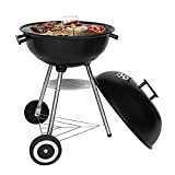 SunJas BBQ Barbacoa Barbacoa Barbacoa de carbón Barbacoa de hierro Barbacoa de jardín con 2 bandejas (46 × 44 × 70 cm)