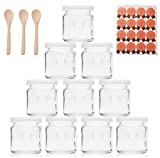 Supremery - Set de 10 Vasos de Yogur con Corazón Grabado, con Tapa, Ideales para Aperitivos y Postres, Preparación y Presentación de Alimentos, 100ml con 3 cucharas, Thermomix TM6, TM5