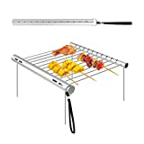 MOPOIN Parrilla de Barbacoa de Acero Inoxidable portátil, Parrilla de Camping Parrilla de Barbacoa de Acero Inoxidable Plegable Mini Parrilla portátil para Picnic, Patio Trasero, Supervivencia, 31x3x3cm