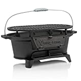 BBQ-Toro Olla de hierro fundido con parrilla | 50x25x23cm | Barbacoa de camping de carbón estilo Hibachi