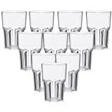 10 piezas por paquete - Vasos Granity de plástico irrompibles, reutilizables y lavables.  Transparente, capacidad 40 cl - Patentes Waf