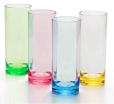 Vasos de plástico de 350 ml Vasos altos para beber Hiball altos Vasos de vidrio para niños Adultos Vasos de picnic de colores para jugo Cerveza y bebida Reutilizable (4 colores)