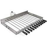 BBQ-Toro Asador Eléctrico en Acero Inoxidable con 11 pinchos y Motor |  Dimensiones ajustables (An) 70 x (Pr) 26-40 cm |  con enchufe de alimentación y USB