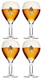 Vasos Leffe - Juego de 4 Vasos - 33cl por vaso - Copa Oficial Leffe 'Large Stem' - Perfecto para beber Leffe Blonde, Brown, Ruby, Double, Triple + 4 Leffe Beer Mat