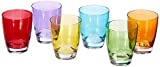 Excelsa 49234 Happy Color Set 6 Vasos, Vidrio, Multicolor, 9 x 9 x H. 6 cm