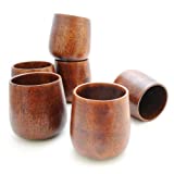 Ganzoo - Taza de madera, decorativa, de vidrio ecológico de madera con capacidad de 150 ml, en elegante diseño, color: marrón oscuro, Madera, Holz, dunkel, juego de 6