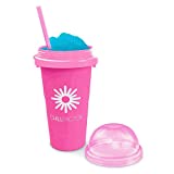 Frigorífico de cristal Slushy Maker Chill Factor | Vasos para helado instantáneo con cucharadita de paja | Heladera para granizado de frambuesa congelada