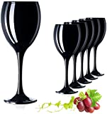 PLATINUX, juego de 6 copas de vino, vidrio, color negro, máx. 320 ml, copa de vino blanco