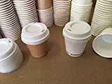 Kit de barra de 400 piezas: 200 vasos de papel blanco y marrón, taza de café desechable en cartón de 4OZ / 100ml, tazas ideales para café expreso para llevar con 200 tapas de café para llevar