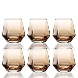 Vasos de vidrio taza de vidrio 6 piezas de 10 oz tazas de agua de vidrio sin plomo artesanía romántica taza de agua de vidrio para jugo bebida cerveza vasos para beber (color: marrón)