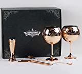 Juego de copas de ginebra, juego de copas de vino de cóctel de acero inoxidable, kit de elaboración de ginebra para amantes de la ginebra, 680 ml, oro rosa.