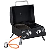 Outsunny Barbacoa de Gas Plegable con Tapa, Termómetro y 2 Quemadores, Barbacoa Portátil de Mesa de Acero, 55x46,5x41cm