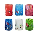 SWEET HOME Set 6 Vasos de Agua de Cristal de Murano Colores Surtidos cl 28 code BC02700LU cm 10,5h diam.7,6 de Varotto & Co.