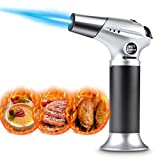 WOSTOO Antorcha de Cocina, Quemador de Gas de Cocina Recargable con Cerradura de Seguridad y Llama Ajustable para Cocinar, Barbacoa, Creme Brulee, Gas Butano No Incluido